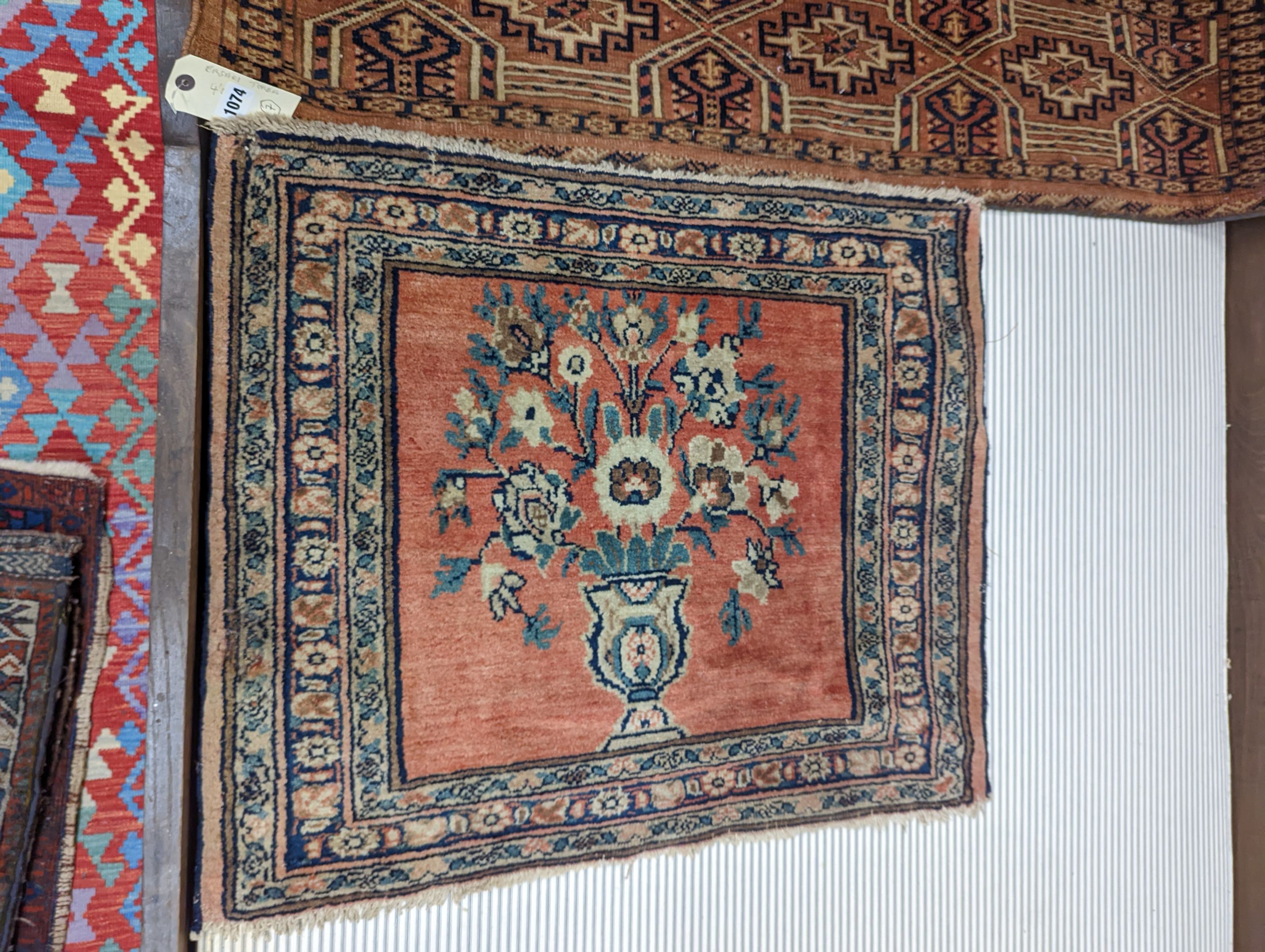 A Kurdistan bag face, 77 x 62cm, five other bag faces and an Ersari Torba, 120 x 29cm